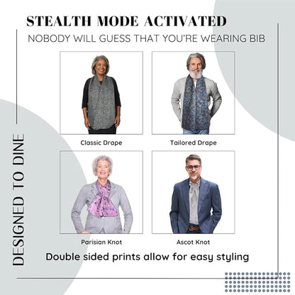 Adult Bib Scarf - Dignified Alternative to Bibs | Washable and Reusable Clothing Protectors for Eating