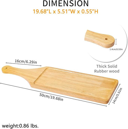 Premium Rubberwood Charcuterie Board with Handle – Durable Wooden Serving Platter for Cheese, Meat, and Appetizers – Perfect for Entertaining, Parties, and Gifts