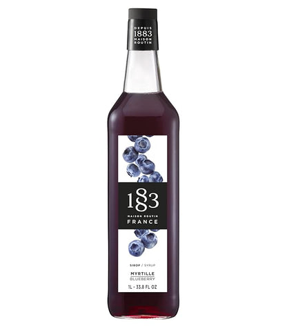 1883 Blueberry Syrup for Drinks, Made in France, 1 Liter Glass Bottle
