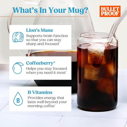 Bulletproof The High Achiever Course Ground Cold Brew Coffee, 10 Ounces, Medium-Dark Roast Enhanced Coffee with Lion's Mane Mushroom, B Vitamins, and Adaptogens for Energy and Focus