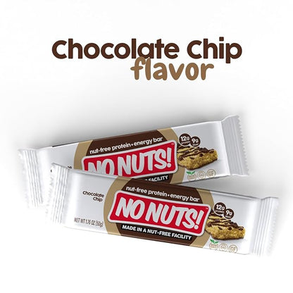No Nuts! 100% Nut Free Dairy Free Vegan Protein Bars, Chocolate Chip, Organic, Kosher, Egg-Free, Non-Gmo & Dairy-Free Protein Bars