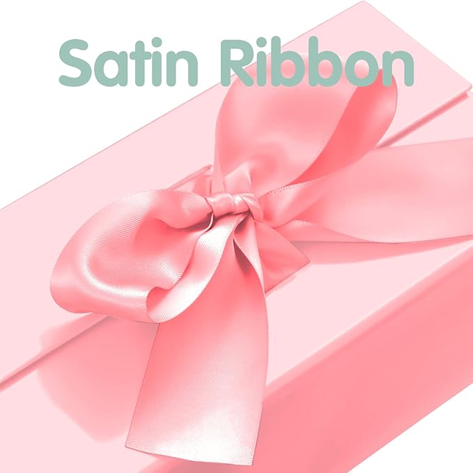 HAPPY POTATO 5 Gift Boxes with Ribbon 9x6.5x3.8 Inches, Pink Gift Boxes with Lids, Bridesmaid Proposal Boxes, Magnetic Gift Boxes for Presents (Glossy Pink, Pack of 5)