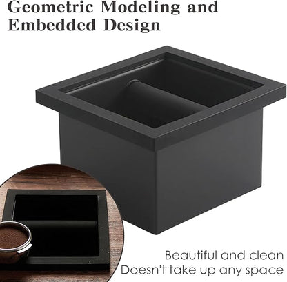 Stainless Steel Coffee Ground Knock Box Chute, Built-in Desktop Waste Bucket, Bottomless Knocking Residue Box