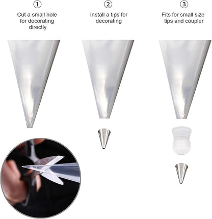 16 Inch Professional Piping Bags and Tips Set – 100Pcs Disposable Pastry Bags with Frosting Nozzles, Cake Decorating Kit for Cupcakes, Cookies, Icing, Perfect for Baking Tools and Kitchen Accessories