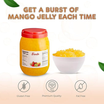 New Fanale Coconut Jelly Topping nata de coco for Boba Tea | Ice Cream | Yogurt | Smoothie | Milk Tea | Desserts (Mango Star Shaped, 6.6 lb)