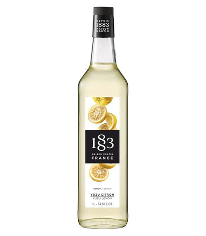 1883 Yuzu Lemon Syrup for Drinks, Made in France, 1 Liter Glass Bottle