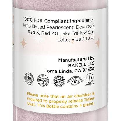 Bakell - Soft Rose Gold Tinker Dust (4g, 1x Mini Spray Pump) Edible Glitter for Food, Desserts, and Beverages!