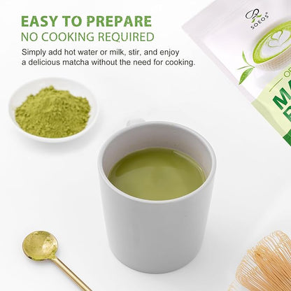 Soeos Organic Matcha Powder, Matcha Green Tea Powder, 2 oz (2 Pack), Total 4 oz, Antioxidant-Rich Japanese Matcha for Lattes, Smoothies and Baking, Recyclable Bags