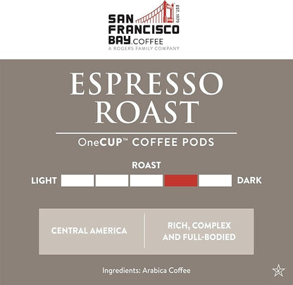 San Francisco Bay Compostable Coffee Pods - Espresso Roast (120 Ct) K Cup Compatible including Keurig 2.0, Dark Roast