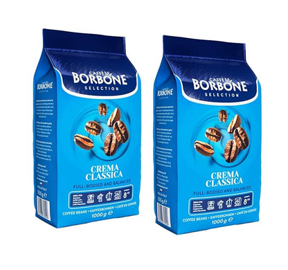 Caffe Borbone, Whole Bean Coffee Blend, Crema Classica, Medium Roast, Roasted and Freshly Packaged in Italy, 2.2 Pound Bag (Pack of 2)
