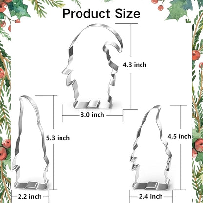 Gnome Cookie Cutter Set-5.3" 4.5" 4.3"-3-Pieces-Holiday Cookie Cutters Fondant Biscui Cutters