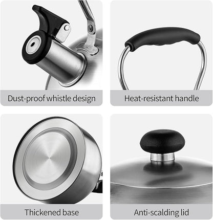 Tea Kettle – 2.64 Quart Stovetop Teapot, Stainless Steel Water Kettle for Camping & Kitchen, Foldable Handle, Gooseneck Spout – Perfect for Coffee & Tea