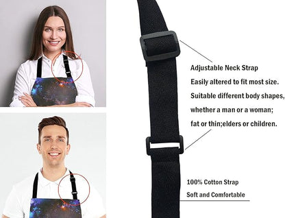 Galaxy Apron for Women and Men, Adjustable Kitchen Chef Apron for Cooking Baking - Cute Birthday, Anniversary, Mother's Day Apron Presents for Mom Wife Girlfriend Aunt Grandma