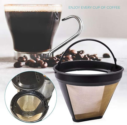 KEEPOW Reusable Coffee Filter Replacement 12-Cup, Compatible with Cuisinart Coffee Makers, Gold Tone Coffee Filter Basket 10-12 Cup