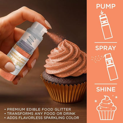 Bakell - Creamsicle Orange Tinker Dust (4g, 1x Mini Spray Pump) Edible Glitter for Food, Desserts, and Beverages!