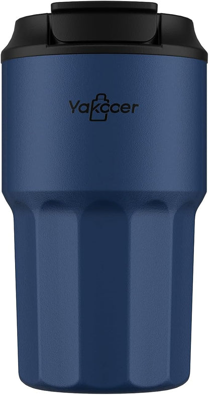 16 oz Coffee Insulated Tumbler with Lid and Flip Straw, Leak-Proof Food Grade 304 Stainless Steel Travel Coffee Mug, Double Wall Vacuum Cup for Hot and Cold Drinks (Navy Blue)