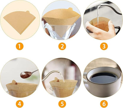 Coffee Filter, Cone Coffee Filters 2, Pour Over Coffee Filter for v60 Coffee Dripper and Drip Coffee Maker, 1-4 Cup, 100 Count, Disposable Natural Unbleached Size 02 Coffee Filters