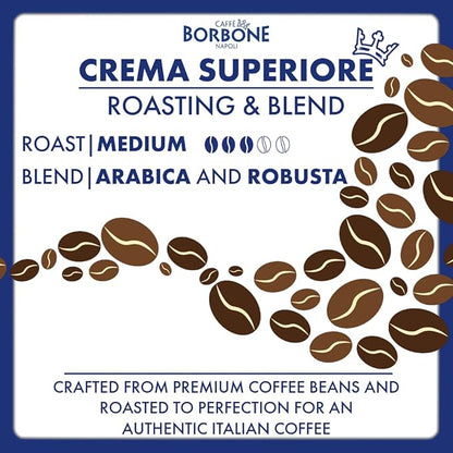 Caffe Borbone Aluminum Coffee Pods, Compatible with Nespresso Original Machines, Crema Superiore, Medium Roast, Creamy and Smooth, Genuine Italian Coffee - 50 Count