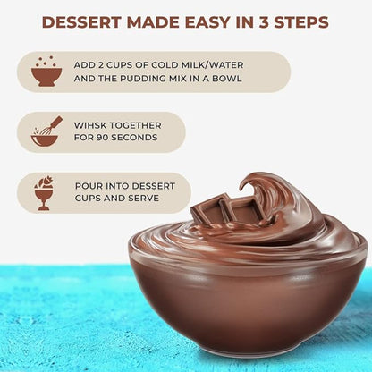 Natural Instant Pudding Mix - Delicious Chocolate & Vanilla Pudding Mix by Garden Desserts - Includes 1 Chocolate & 1 Vanilla. Quick Vegan Dessert, Gluten Free, Kosher 4 Oz (2 Pack, Variety)