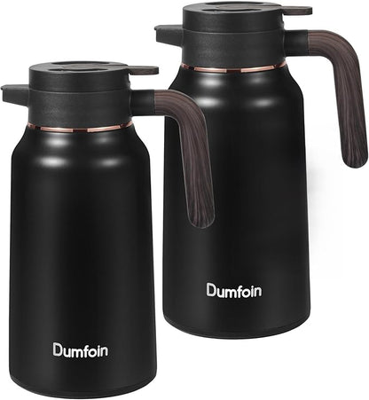 Carafes for Hot Liquids 70 oz - 12 Hour Stainless Steel Thermal Coffee Carafe-Insulated Coffee Carafes For Keeping Hot/Cold Coffee, Tea, Water, Drink Dispenser for Parties(2 Black)
