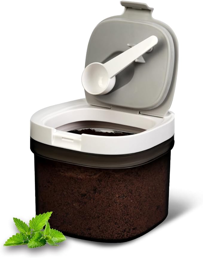 Airtight Coffee Storage Container with Magnetic Scoop, 0.7 Qt Coffee Bean and Ground Coffee Canister, Durable, Keeps Coffee Fresh & Dry, Easy to Clean