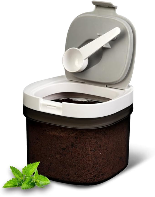 Airtight Coffee Storage Container with Magnetic Scoop, 0.7 Qt Coffee Bean and Ground Coffee Canister, Durable, Keeps Coffee Fresh & Dry, Easy to Clean
