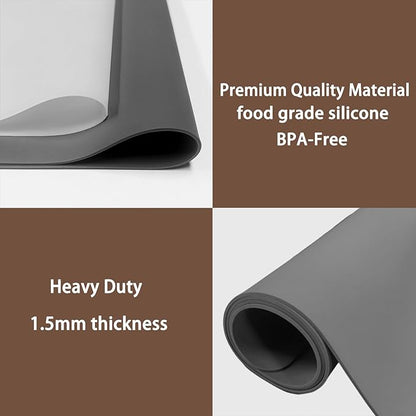 Silicone Mats for Kitchen Counter, 48"x32"(120cmx80cm) Large Heat Resistant Mat Kitchen Island Waterproof Countertop Protector Mat Nons-slip Extra Large Counter Mat, Dark Gray