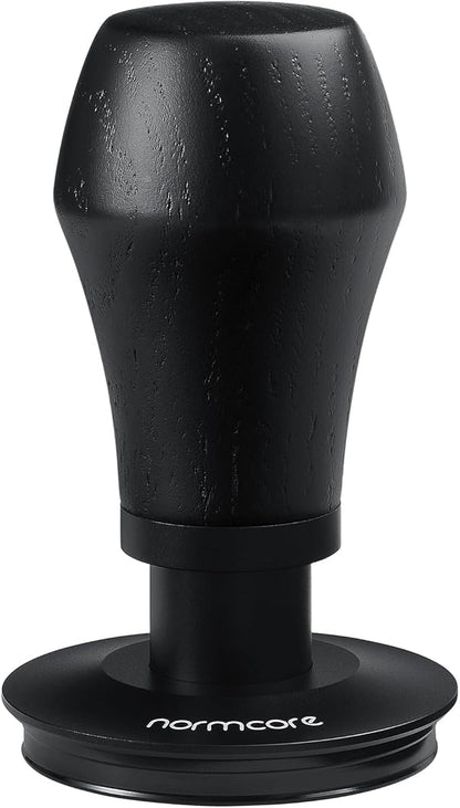 Normcore 53.3mm Espresso Coffee Tamper V4 - Spring Loaded Tamper With Titanium PVD Coating Ripple Base -15lb / 25lb / 30lbs Replacement Springs, Genuine Black Oak Wood Handle