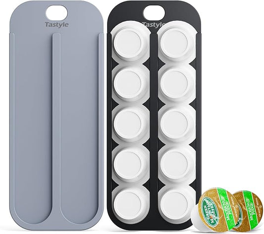Magnetic K-Pod Organizer for K Cup Coffee Pods, Self-Magnetic Coffee Pod Holder and Storage Drawer, Suitable to be Mounted on Iron Surfaces - Refrigerator (Black&Gray)