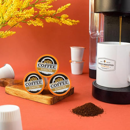 Fresh Roasted Coffee, Sumatra Mandheling |100% Single Origin | Medium Roast, 72 Pods for K Cup Brewers