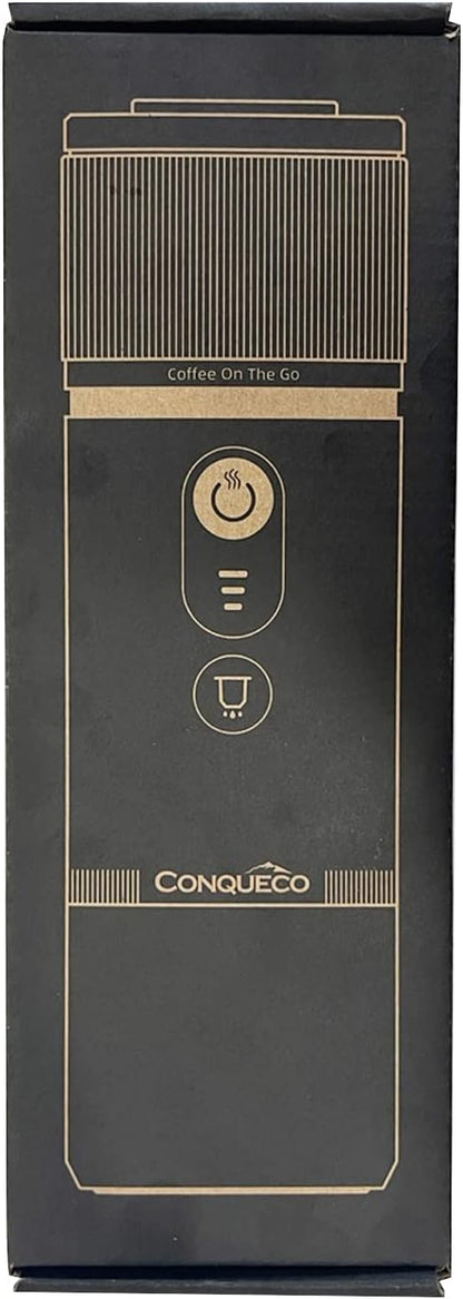 CONQUECO Portable Espresso Coffee Machine: 12V Electric Small Travel Expresso Maker - Self Heating 8 Cups Battery Powered Compatible for Nespresso Capsule - for Camping RV Hiking Office (Forest Green)