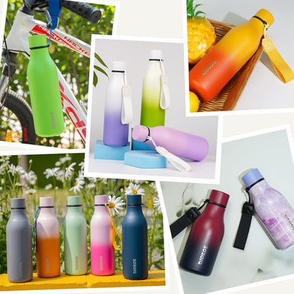 BJPKPK Insulated Water Bottles, 12oz Stainless Steel Metal Water Bottle with Strap, BPA Free Leak Proof Thermos, Mugs, Flasks, Reusable Water Bottle for Sports & Travel, Sakura