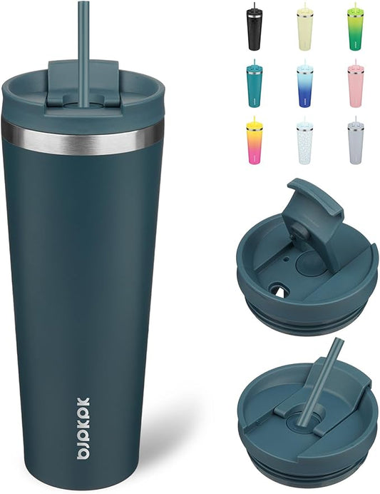 BJPKPK 26oz Stainless Steel Insulated Tumbler With lid And Straw Travel Coffee Thermal Tumblers Cup For Women And Men,Navy Blue