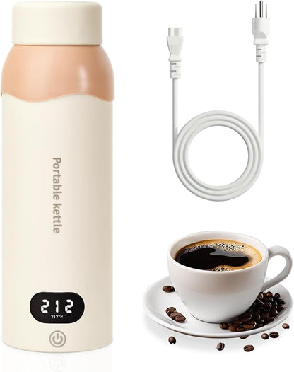 Portable Travel Electric Kettle,Food-Grade 316 Stainless Steel Small Mini Kettle,500ML Hot Water Boiler with 4 Temperature Settings,Fast Boiling water with Auto Shut-Off and Boil Dry Protection
