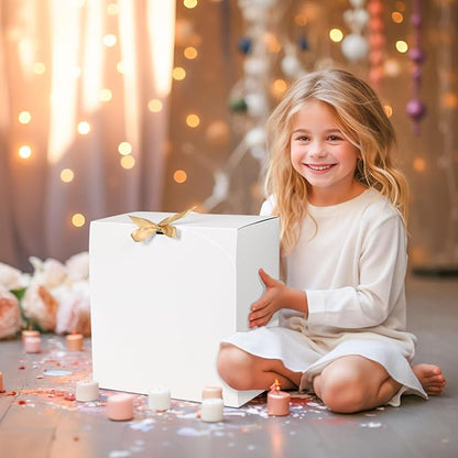 8Pack Large Gift Boxes with Lids, 12x12x5 Inches Bridesmaid Proposal Box With Ribbon, White Boxes For Gifts, Paper Gift Box For Presents, Wedding, Bridal Shower, Birthday Party