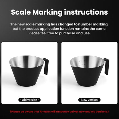 MHW-3BOMBER Espresso Shot Cups with Handle Espresso Measuring Cup Dishwasher Safe 2 Pack Stainless Steel Pouring Cup for Tomato Sauce|Steak Sauce|Dessert|Beverage (Matte Glossy) G6196-OS