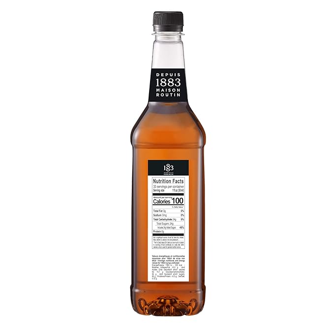 1883 Vanilla Syrup for Coffee & Drinks, Made in France, 1 Liter Plastic Bottle