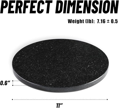 Koville Indian Natural Marble Cutting Board for Kitchen, 11inch Round Hand Crafted Marble Slab for Cheese, Charcuterie, Pastry Board - Wedding Gift, House Warming Gift(Black Galaxy)