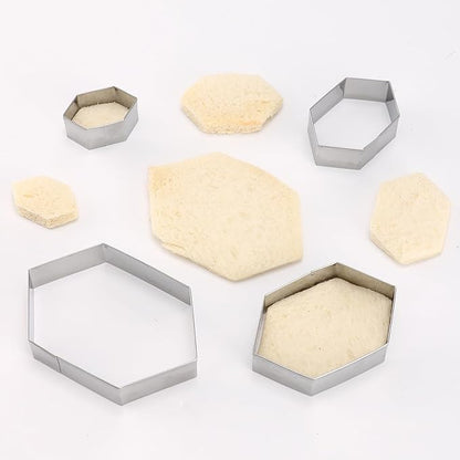 Hexagon Cookie Cutter Set 4 Sizes- 5 Inch, 4 Inch, 3 Inch, 2 Inch Stainless Steel Geometric Gem Cookie Cutters Shapes Molds