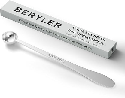 1PCS 1/2 Teaspoon(1/2tsp, 1/6tbsp, 2.5 ml) Single Measuring Spoon, Extra-long Handle Individual Measure Scoop, Stainless Steel Spoons Only