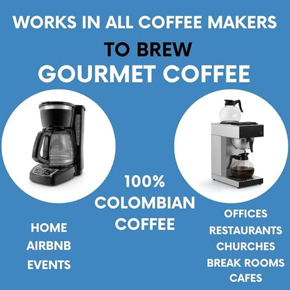 Sarasota Coffee Ground Packets | Gourmet Colombian Medium Roast Ground Coffee Packs | Columbian | Low Acid Mold Free Individual Single Pot Pouches for 12 Cup Coffee Maker | 2 Ounce Bags, 12 Count