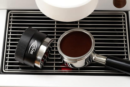 IKAPE Coffee Products, 53MM Coffee Distributor, Gravity Adaptive Espresso Distributor Fits All 54MM Espresso Portafilter, Compatible with 54MM Breville Bottomless Portafilter (Black)