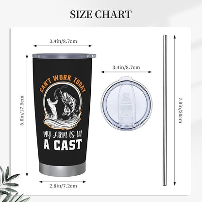 Fishing Gifts for Men 20 Oz Stainless Steel Tumbler, Gifts for Fisherman, Fisherman Gift for Men, Fish Coffee Mug