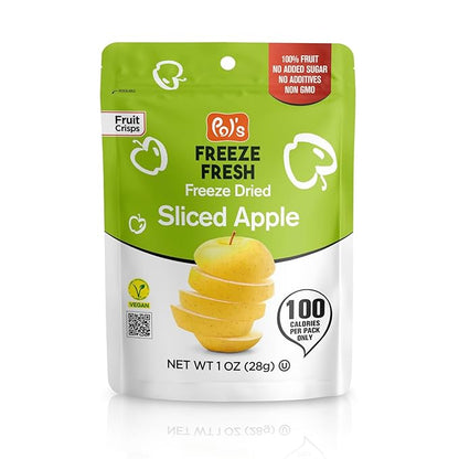 Pol’s Freeze Fresh - 6 Pack Sliced Freeze Dried Apples (1 Oz Each), Non-GMO, Kosher, No Added Sugar, Gluten-Free, Vegan, Single-Serve Packs