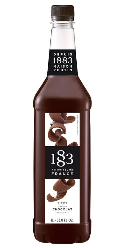 1883 Coffee Syrup, Chocolate Syrup for Drinks, Made in France, 1 Liter Plastic Bottle