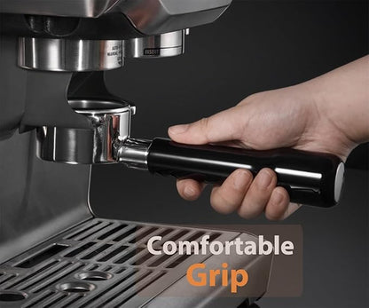 54mm Bottomless Portafilter - 3 Ears with Stainless Steel Filter Basket, Fits Breville Barista Express, Pro, Touch, Bambino Plus, Infuser (880BSS, 870XL, 878BSS, 500BSS, 840XL), Black