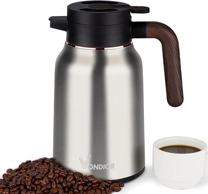Vondior Coffee Carafe 35oz/1.0L - 24Hours Coffee Thermos- Insulated 304 Stainless Steel Hot Beverage Dispenser - Thermal Coffee Carafes For Keeping Hot/Cold Coffee, Drink Dispenser for Parties