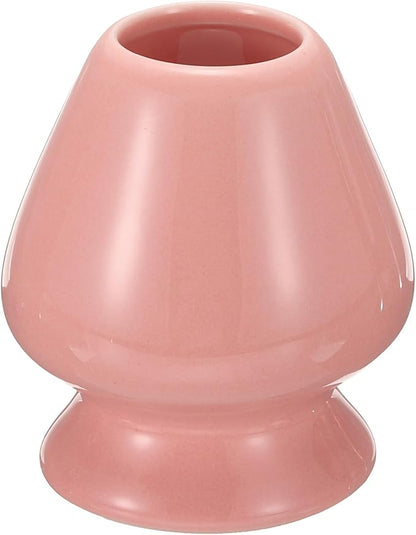 HARFINGTON Ceramic Chasen Stand 73mm Matcha Whisk Holder Teas Set Whisks Stand Traditional Matcha Tea Chasen Holder Tea Set Accessories for Tea Tasting, Pink