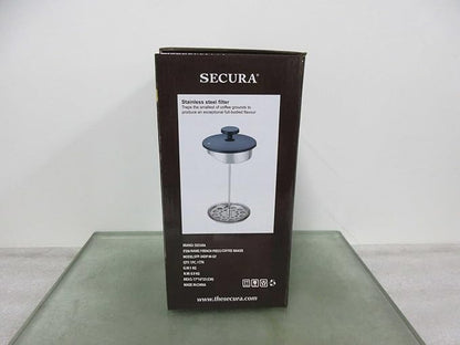 Secura French Press Coffee Maker, 304 Grade Stainless Steel Insulated Coffee Press with 2 Extra Screens, 34oz (1L), Grey