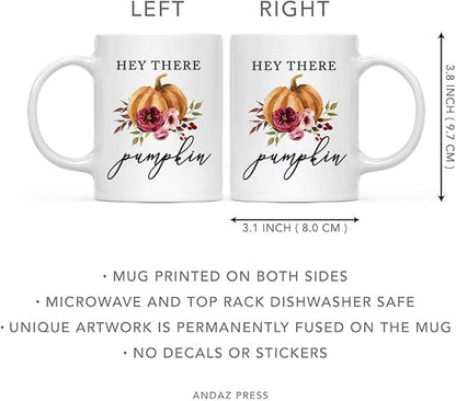 Andaz Press Fall Burgundy Marsala 11oz. Ceramic Coffee Tea Mug, Hey There Pumpkin, 1-Pack, Pumpkin Floral Graphic, Birthday, Friend, Family, Coworker, Autumn Season, Festive Holiday Ideas